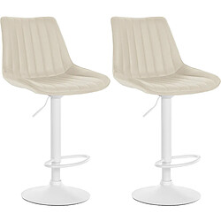 Non Lot de 2 tabourets de bar Toni simili cuir blanc 