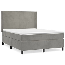 vidaXL Sommier à lattes de lit et matelas Gris clair 140x190cm Velours