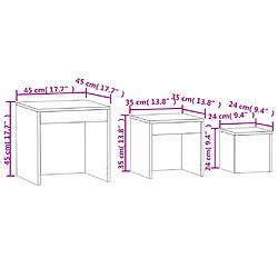 vidaXL Tables gigognes 3 pcs Sonoma gris Bois d'ingénierie pas cher