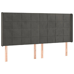 Avis Maison Chic Tête de lit scandinave à LED,meuble de chambre Gris foncé 183x16x118/128 cm Velours -MN10922