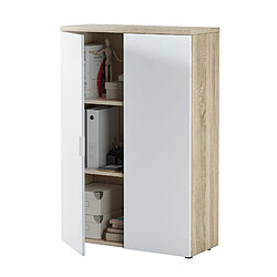 Armoire de rangement bureau avec 2 portes - Dim : 119 x 80 x 33 cm -PEGANE