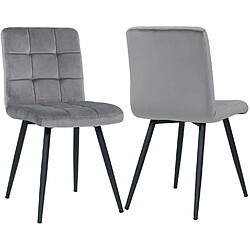 Decoshop26 Lot de 2 chaises de salle à manger design vintage en tissu velours gris CDS09085