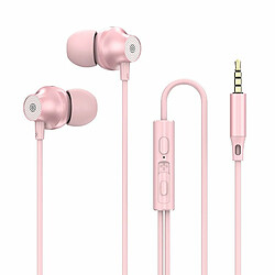 3.5Mm Intra-Auriculaire Filaire Écouteur Cuivre Pilote Hifi Subwoofer Musique Casque Confortable Sport Casque Rose 