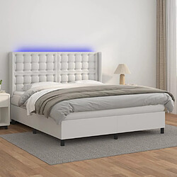 vidaXL Sommier à lattes de lit matelas LED Blanc 160x200 cm Similicuir