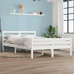 vidaXL Cadre de lit sans matelas blanc bois massif 140x190 cm 