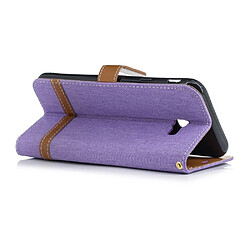 Acheter Etui en PU tissu jean bicolore violet pour votre Samsung Galaxy J4 Plus/J4 Prime