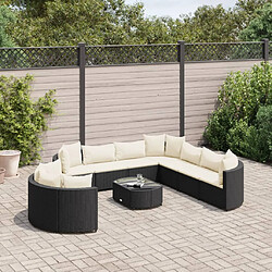 vidaXL Salon de jardin 10 pcs avec coussins noir résine tressée 