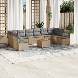 vidaXL Salon de jardin et coussins 11 pcs mélange beige résine tressée 