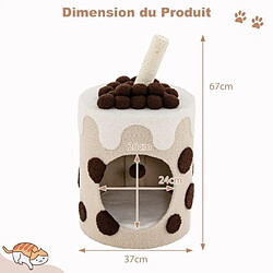 Acheter Helloshop26 Tour d'arbre à chat bubble tea condo griffoir en sisal jouet boule pendante pour chats d'intérieur centre d'activité mignon pour chat café 20_0006607