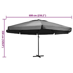 vidaXL Parasol de jardin avec mât en aluminium 600 cm anthracite pas cher