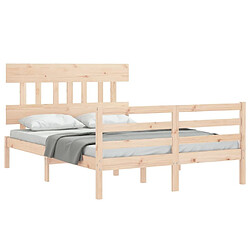 Acheter Maison Chic Cadre/structure de lit avec tête de lit pour adulte - Lit Moderne Chambre 140x190 cm bois massif -MN30461