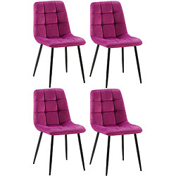 Decoshop26 Lot de 4 chaises de salle à manger coutures forme carrées en tissu velours violet pieds en métal noir 10_0001797 