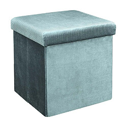 The Home Deco Factory Pouf coffre de rangement velours côtelé Giullia bleu cadet.