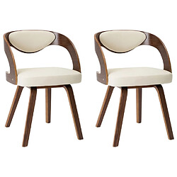 Maison Chic Lot de 2 Chaises à manger,Chaise pour cuisine,Solide Structure crème bois courbé et similicuir -MN76390