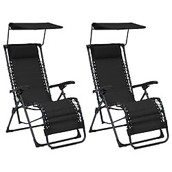 vidaXL Chaises pliables de terrasse lot de 2 Textilène Noir