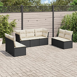 Maison Chic Ensemble Tables et chaises d'extérieur 7pcs avec coussins,Salon de jardin noir résine tressée -GKD815775