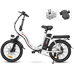 Vélo électrique SAMEBIKE CY20 FT - moteur 350W batterie 36V13AH autonomie 35KM autonomie freins à disque mécaniques - Blanc