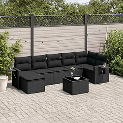 vidaXL Salon de jardin 8 pcs avec coussins noir résine tressée 