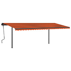 Maison Chic Auvent manuel rétractable,Store manuel de porte avec LED 6x3,5 m Orange et marron -GKD14886