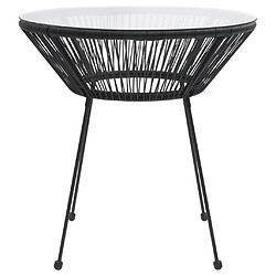 vidaXL Table à manger de jardin Noir Ø70x74 cm Rotin et verre