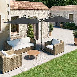 vidaXL Parasol de jardin double avec mât en acier anthracite 600 cm 