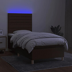 Avis vidaXL Sommier à lattes de lit matelas et LED Marron foncé 100x200 cm