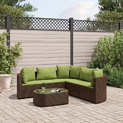 vidaXL Salon de jardin avec coussins 6 pcs marron résine tressée