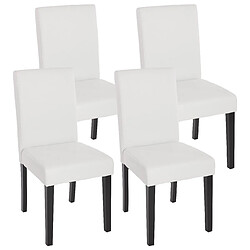 Decoshop26 Lot de 4 chaises de salle à manger synthétique blanc mat pieds foncés CDS04137 