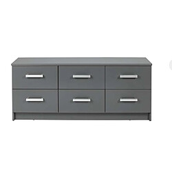 Pegane Commode meuble de rangement coloris gris graphite - Hauteur 50.8 x Longueur 122 x Profondeur 40 cm 