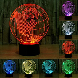 Wewoo Lampe 3D Amérique Globe Style 7 Couleur Décoloration Creative Visual Stéréo 3D Tactile Commutateur LED Lumière Bureau de Nuit