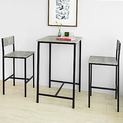 SoBuy OGT27-HG Ensemble Table de Bar + 2 Chaises de Bar Table Mange-Debout Table Haute Cuisine