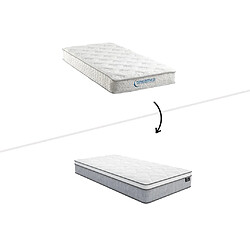 Avis Vente-Unique Ensemble 90 x 190 cm sommier coffre blanc + matelas ressorts ensachés ép.22cm - SERENITE de YSMÉE