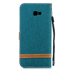 Avis Etui en PU tissu jean bicolore cyan pour votre Samsung Galaxy J4 Plus/J4 Prime