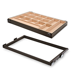 Kit de coulisses et tiroir organisateur Moka Emuca pour module 600 mm finition couleur moka