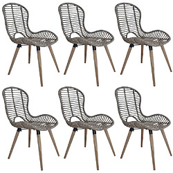 vidaXL Chaises à manger lot de 6 marron rotin naturel