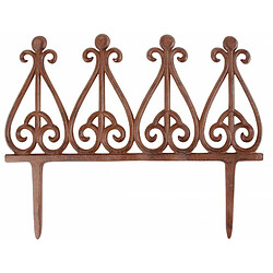 L'Héritier Du Temps Bordure de Jardin Bordurette Grille Victorienne Motif Volutes en Fonte Patinée Marron Rouille 1,5x30x39cm