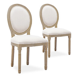 NC Lot de 2 chaises médaillon Louis XVI tissu Beige