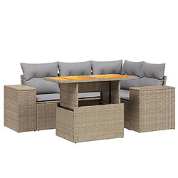 vidaXL Salon de jardin avec coussins 5 pcs beige résine tressée