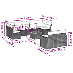 Acheter vidaXL Salon de jardin avec coussins 10 pcs gris résine tressée