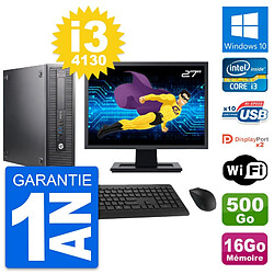 PC HP 600 G1 SFF Ecran 27" Intel i3-4130 RAM 16Go Disque 500Go Windows 10 Wifi - Occasion