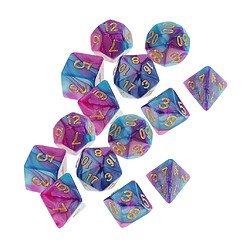 Dés polyédriques 14pcs Dés Polyédriques Nombres Dice D4-D20 pour D & D RPG Jeux de Table - Bleu et Violet