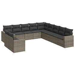 Maison Chic Salon de jardin 11 pcs avec coussins | Ensemble de Table et chaises | Mobilier d'Extérieur gris résine tressée -GKD93496