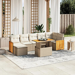 vidaXL Salon de jardin avec coussins 8 pcs beige résine tressée 