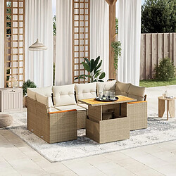 vidaXL Salon de jardin avec coussins 7 pcs beige résine tressée 