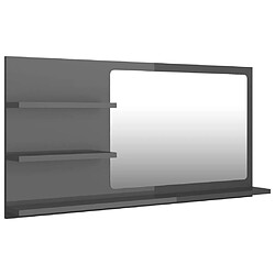 vidaXL Miroir de salle de bain gris brillant bois d’ingénierie