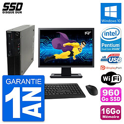 PC Lenovo M82 SFF Ecran 19" Intel G630 RAM 16Go SSD 960Go Windows 10 Wifi - Occasion