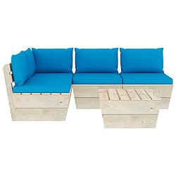 Avis Maison Chic Salon de jardin palette 5 pcs avec coussins - Table et chaises d'extérieur - Mobilier/Meubles de jardin Moderne épicéa imprégné -MN83985