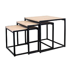 The Home Deco Factory Tables carrées gigognes métal et bois (Lot de 3) noir.