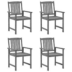 Maison Chic Lot de 4 Chaises de jardin,Fauteuil d'extérieur avec coussins Gris Bois d'acacia massif -MN14116