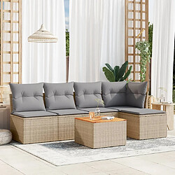 vidaXL Salon de jardin avec coussins 6pcs mélange beige résine tressée